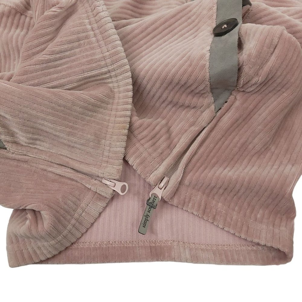 Simply Southern Velour Corduroy Pink Mauve Pullover Top Womens M Long Sleeve - Picture 8 of 16